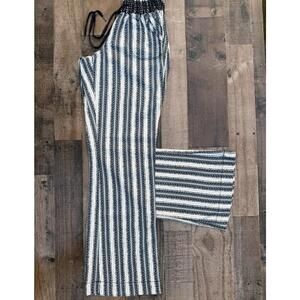 Rewash High Waist Wide Leg  Cotton stipe Pants  Women Size M